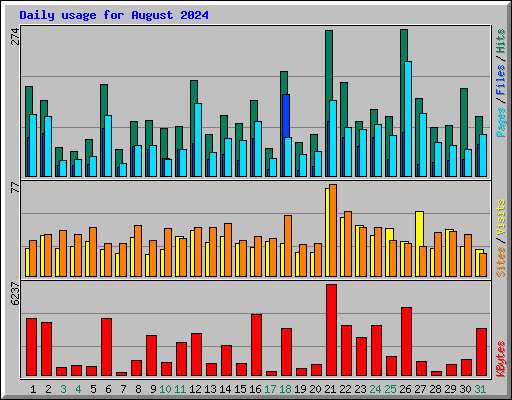 Daily usage for August 2024